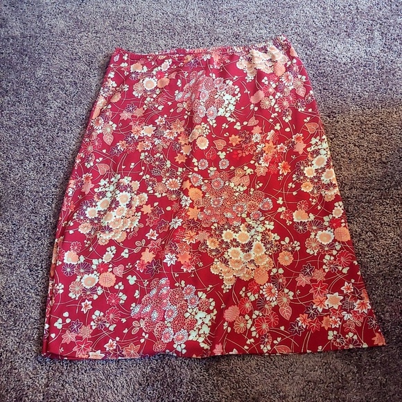 Kathie lee collection red floral midi skirt - Picture 1 of 3